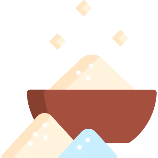 Ikona przedstawiająca miseczkę z solą i kryształki soli, symbolizująca grotę solankową i zdrowotne inhalacje