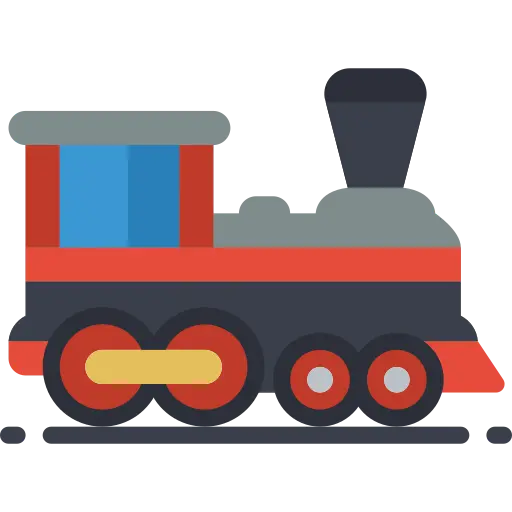 Ikona przedstawiająca klasyczną lokomotywę, symbolizująca przejazdy kolejką w Bieszczadach